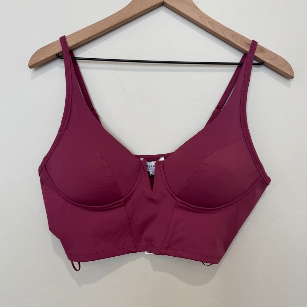 NWT‎ Melrose With Love Corset Top Crop Boning Underwire Maroon Coquette Size L